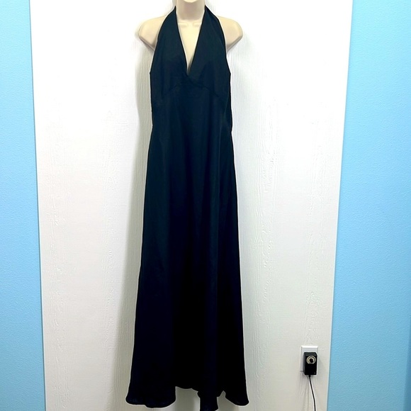 REFORMATION - Deliah 100 % Linen V Neck Halter Neckline Maxi Dress Size 16 - Picture 3 of 13
